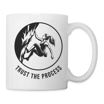 Starkes Mädchen bouldert am Fels trust the process - Tasse - Weiß - Rechts