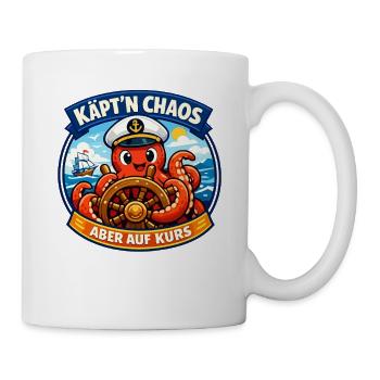 Käpt'n Chaos aber auf Kurs lustiger Oktopus - Tasse - Weiß - Rechts