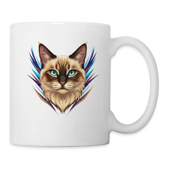 Siamese Cat Portrait Neon Accents - Mug - white - Right