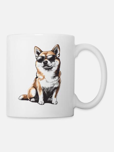 Shiba mit Sonnenbrille - Tasse - Weiß