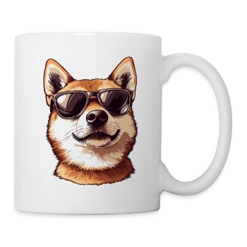 Shiba Inu mit Sonnenbrille - Tasse - Weiß - Rechts