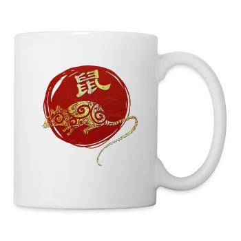 Ratte Chinesisches Tierkreiszeichen Horoskop - Tasse - Weiß - Rechts