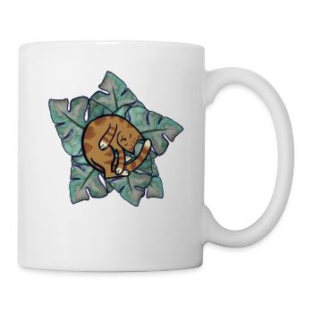 Cat Nap on Monstera Leaves - Mug - white - Right