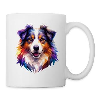 Colorful Aussie Polygon Art – Australian Shepherd  - Tasse - Weiß - Rechts