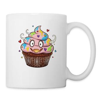 Bunter Cupcake mit Augen & Farben - Tasse - Weiß - Rechts