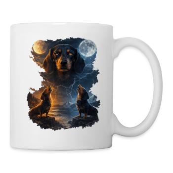 Mondgeheul: Zwei Hundeheuler - Tasse - Weiß - Rechts