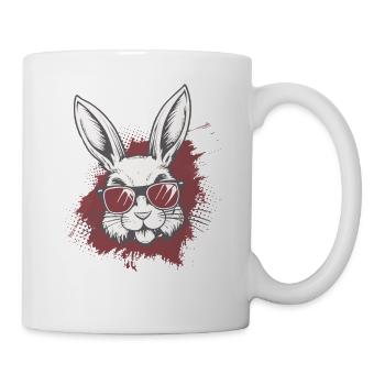 Cool bunny with sunglasses street style - Mug - white - Right