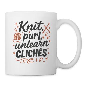 Maschen statt Klischees | Stricken Männer - Tasse - Weiß - Rechts