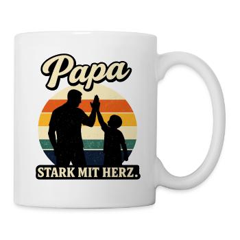 Papa Stark mit Herz Vater Kind Retro Motiv - Tasse - Weiß - Rechts