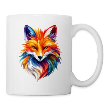 Colorful Fox Polygon Design – Moderne Fuchs Kunst - Tasse - Weiß - Rechts