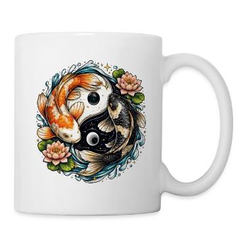 Koi Yin Yang floral and lotus - Mug - white - Right