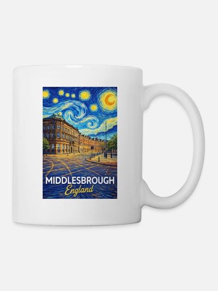 Middlesbrough England Stadtansicht Sternenstil - Tasse - Weiß