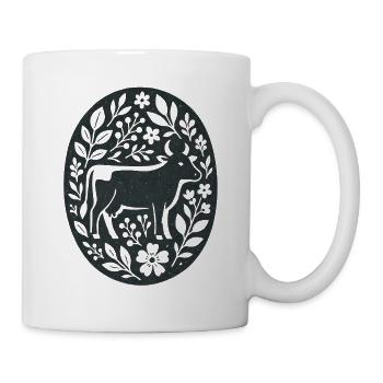 Vache | Art populaire des fleurs de ferme - Mug blanc - blanc - Droite