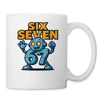 Six Seven 67 Robot Robot Brainrot italien Humour - Mug blanc - blanc - Droite