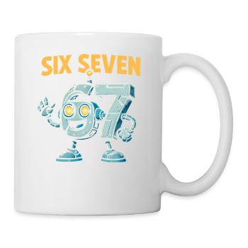Six Seven 67 Italian Brainrot Roboter Meme Humor - Tasse - Weiß - Rechts