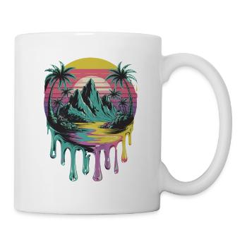 Tropical island with palm trees and sunset in the - Mug - white - Right