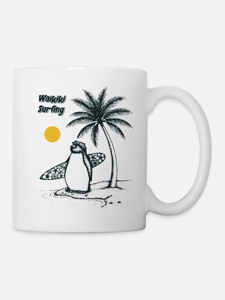 Waikiki Surfing Penguin - Tasse - Weiß