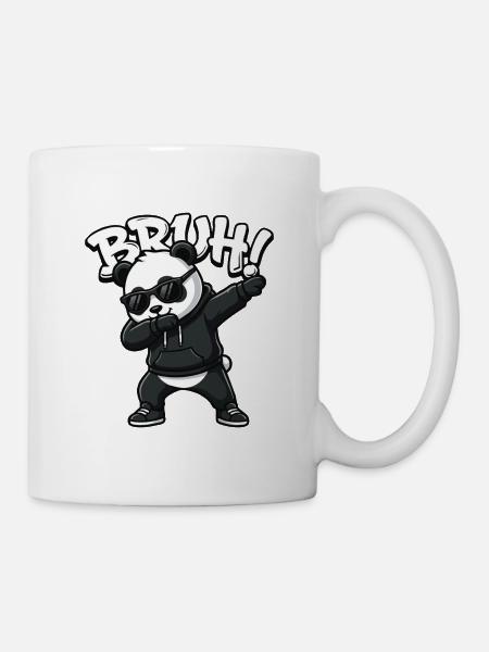 Bruh Panda Dabbing Cool Panda Bär Lustig - Tasse - Weiß