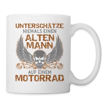 Motorrad Vintage Alter Mann Lustiger Spruch - Tasse - Weiß - Rechts