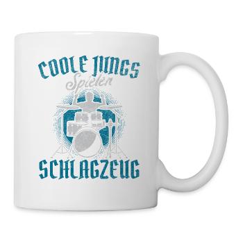 Coole Jungs spielen Schlagzeug / Musik, Instrument - Tasse - Weiß - Rechts