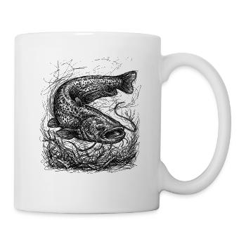 Wels Angeln Design – Catfish Fishing Art - Mug - white - Right