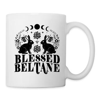 Beltane-Segnungen Maitags-Heidnischer Kaninchenhase - Tasse - Weiß - Rechts