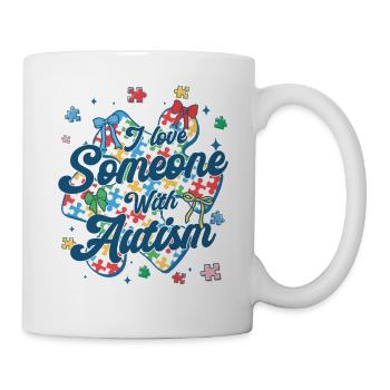 Checkered Ich liebe jemanden mit Autismus - Tasse - Weiß - Rechts