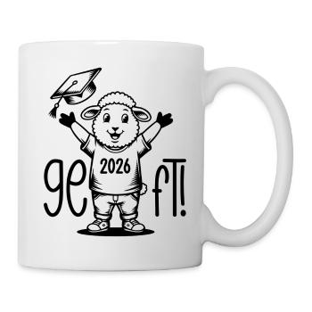 Geschafft! Schaf Doktorhut Freude Abschluss 2026 - Tasse - Weiß - Rechts