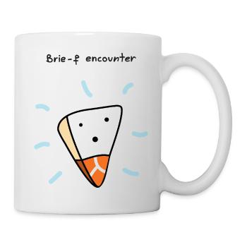 Brie-f Encounter Funny Cheese Pun Cartoon Design - Mug - white - Right