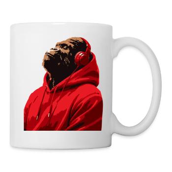 Gorilla im Hoodie hört Musik mit Kopfhörern - Tasse - Weiß - Rechts