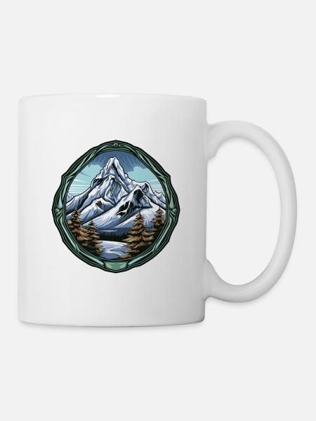 Berggipfel im Waldrahmen - Tasse - Weiß