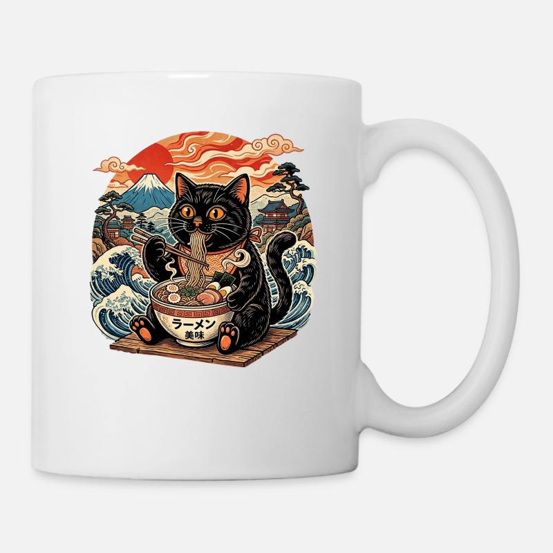 Cat Eat Noodle: Amour des Chats Gourmands - Mug blanc - blanc