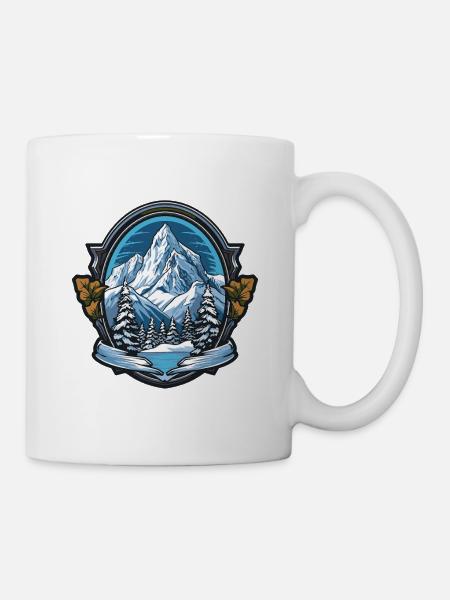 Berge Winterlandschaft Emblem - Tasse - Weiß