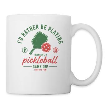 Pickleball-lustiger Spieler spielt Pickleball-Court - Tasse - Weiß - Rechts