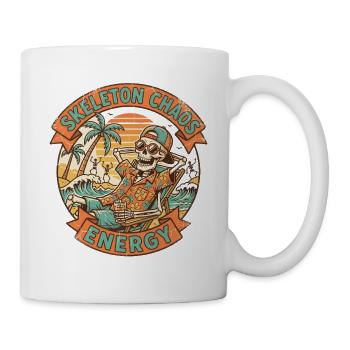 Skeleton Chaos Energy Retro Strand Grafik - Tasse - Weiß - Rechts