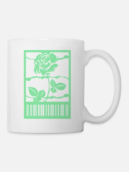 Gothic Rose Stacheldraht Strichcode Urban Style - Tasse - Weiß