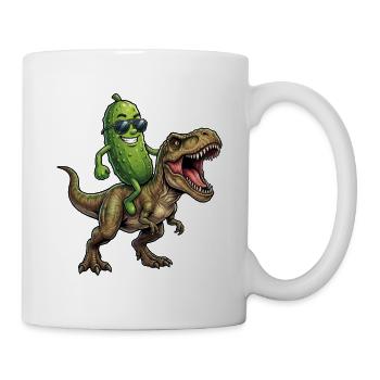 Saure Gurke reitet auf Dinosaurier - Tasse - Weiß - Rechts