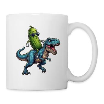 Saure Gurke reitet auf Dinosaurier - Tasse - Weiß - Rechts