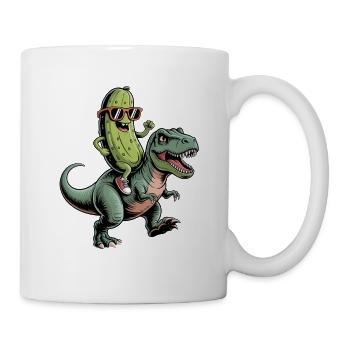 Saure Gurke reitet auf Dinosaurier - Tasse - Weiß - Rechts
