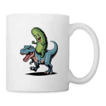 Saure Gurke reitet auf Dinosaurier - Tasse - Weiß - Rechts
