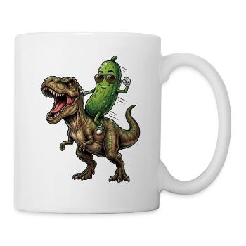 Saure Gurke reitet auf Dinosaurier - Tasse - Weiß - Rechts