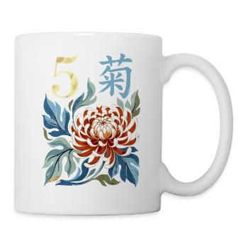 Mahjong-Blumenfliese 5 - Tasse - Weiß - Rechts