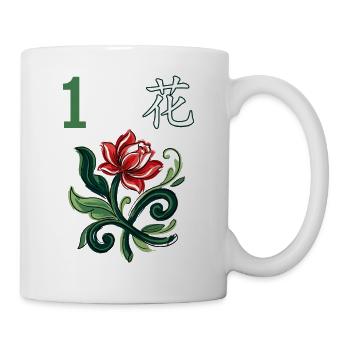 Mahjong-Blumenfliese 1 - Tasse - Weiß - Rechts