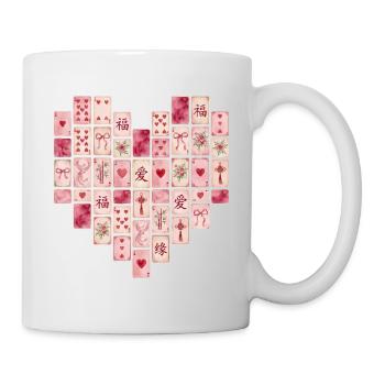 Rosa Mahjong Herz Muster - Tasse - Weiß - Rechts