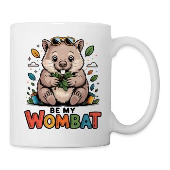 Wombat with leaves and sunglasses - Mug - white - Right