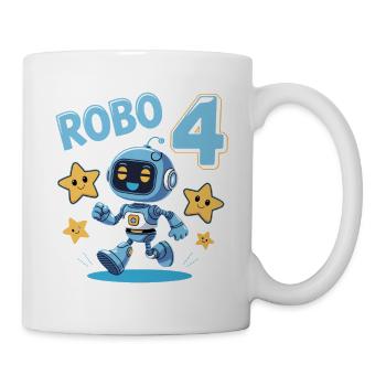 Robot Birthday Motif 4 Years Boy Gift - Mug - white - Right