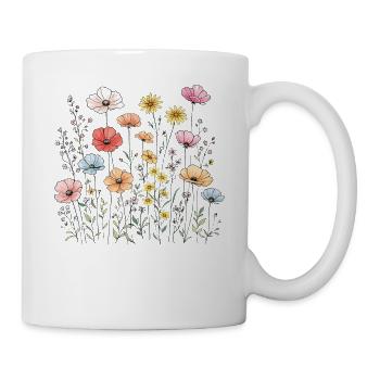 Wildblumen Blumen Blumen Botanischer Naturgarten - Tasse - Weiß - Rechts