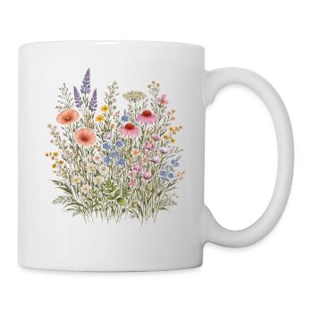 Wildblumen Blumen Blumen Botanischer Naturgarten - Tasse - Weiß - Rechts