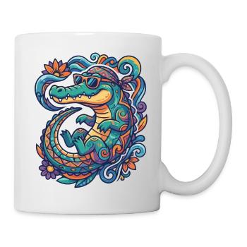 Farbenfrohes Krokodil Sommer Wasser Sonnenbrille - Tasse - Weiß - Rechts