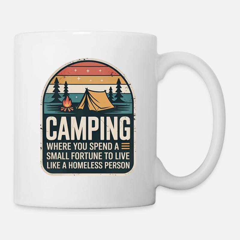 Camping Retro Design - Tasse - Weiß